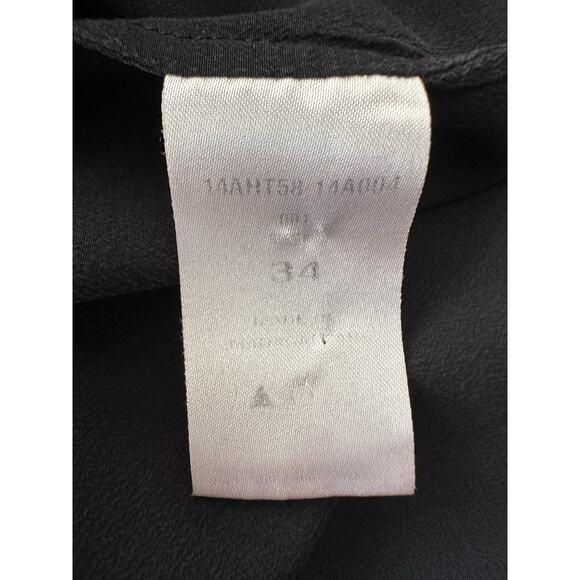 Vintage Chloe Silk Soft Black Bell Sleeve Oversized Tunic Button Down Blouse XS - Picture 12 of 13